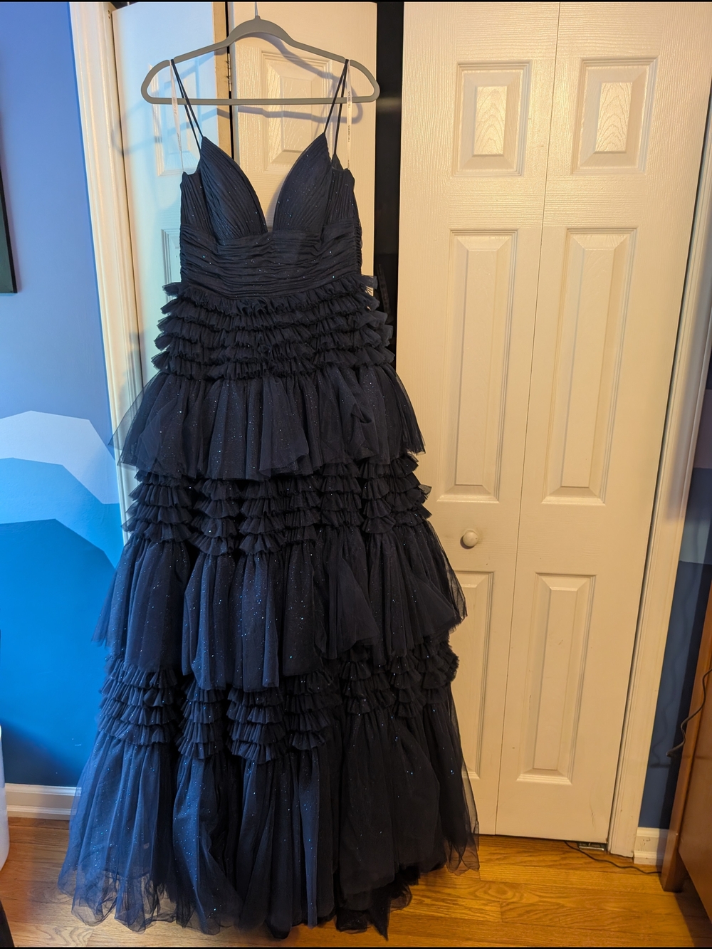 Sherri Hill Black Ruffled Tiered Prom Gown - Picture 1 of 4